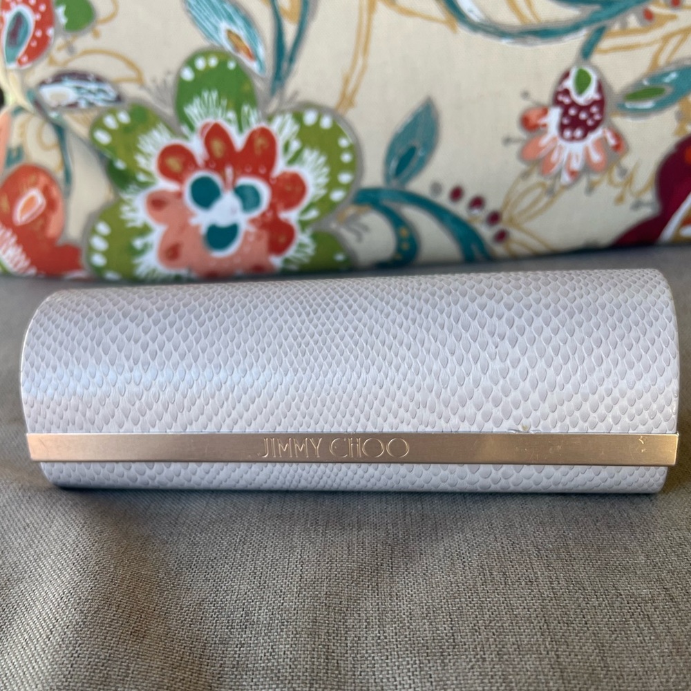 AUTHENIC Jimmy Choo Faux White Snake Skin Sunglasses / Eyeglasses Case